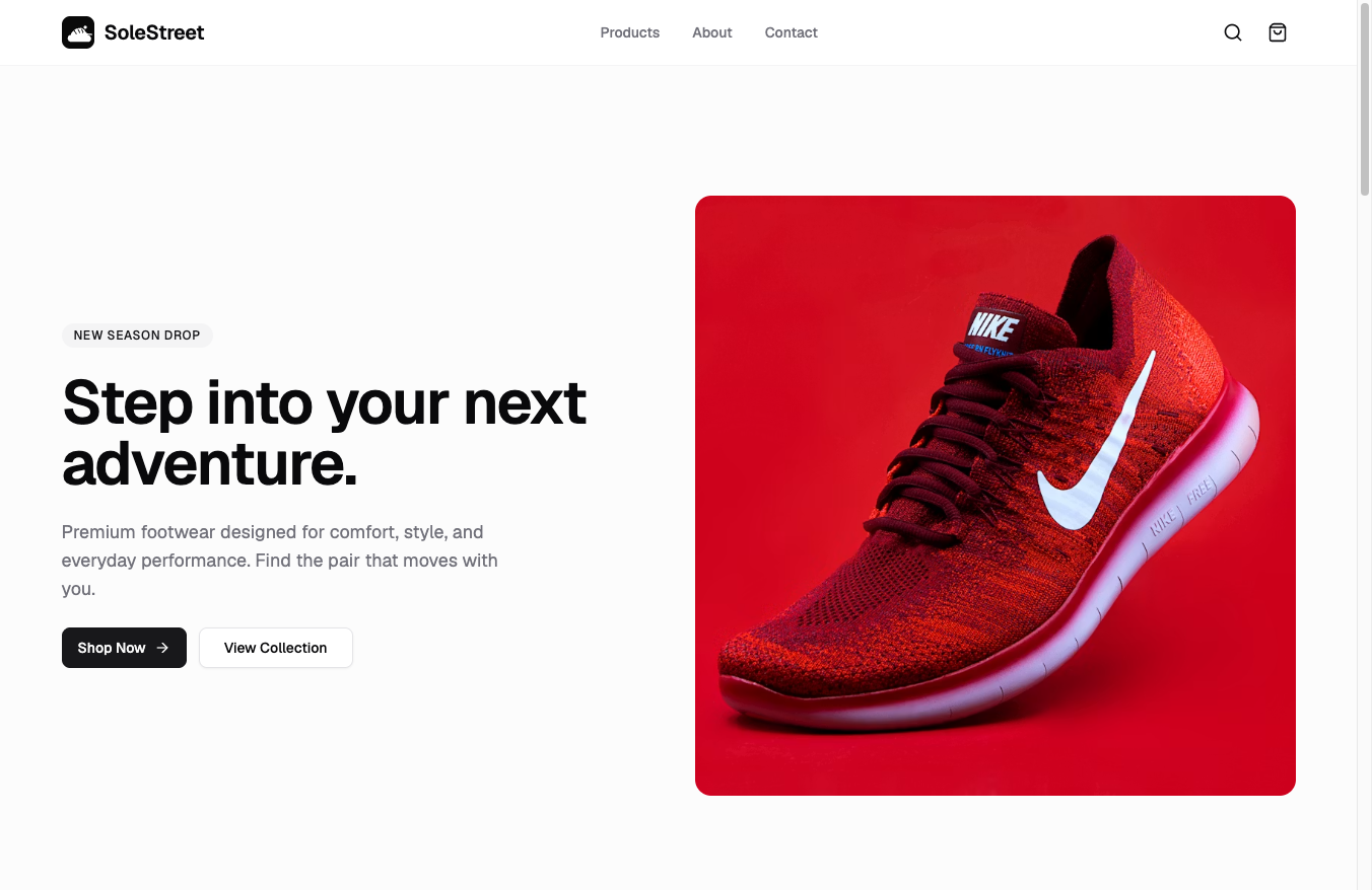 Shoe Seller demo site preview