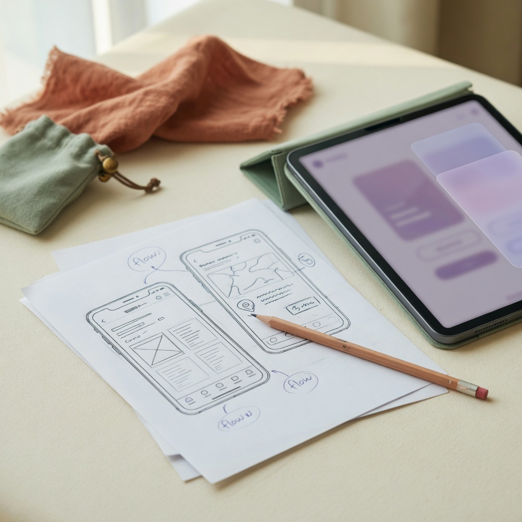 UX and UI design sketches